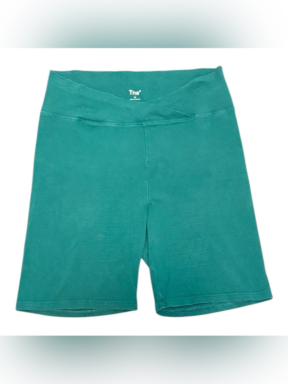 TNA Aritzia Women's Teal Crossover High-Rise Bike Shorts M